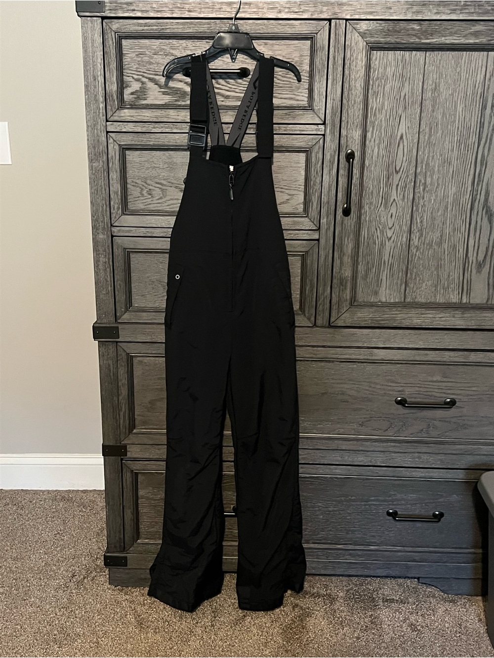 Black Ski/Snow Bib Overalls with Adjustable Straps YOUTH 14/16